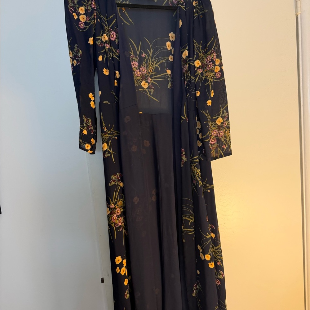 Reformation Melba Floral Navy Dress